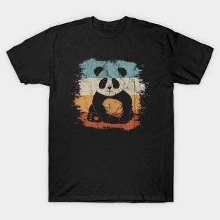 Funky Cute 80s Retro Panda Bear Silhouette T-Shirt